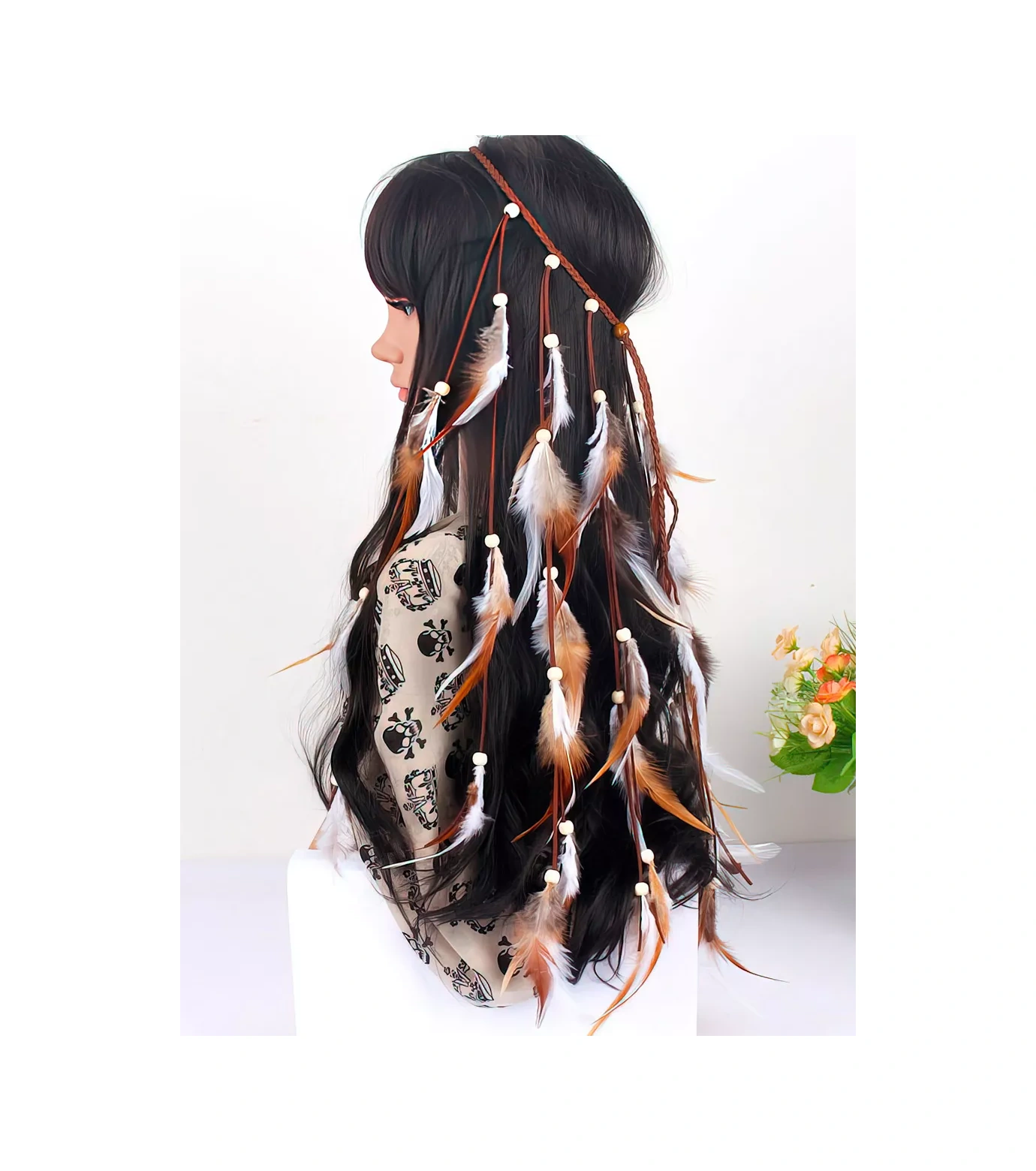 Fashion Jewelry Hippy Boho Tüylü Baş Bandı 198702048 Gri - Kahverengi