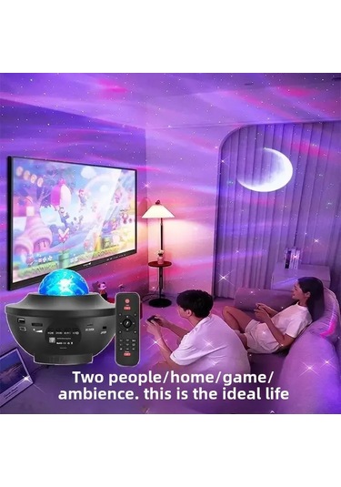 Konesam Uyku Odası Işıklı Müzik Cihazı - Uzay Güneş İçi Ve Mavi Su Dalgaları Işıldırıcısı, Bluetooth Ve Kumandalı Kontrol İle Dinlenme Ve Uyku Atmosferi