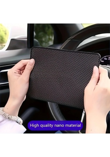 Sunshine011 Kaymaz Silikon Araç Telefon & Tablet Tutucu - Izgara Desenli, Isıya Dayanıklı, Konsol Koruyucu, Siyah