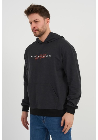 Alexandergardı Özel Unisex Baskılı Kapüşonlu Kanguru Cepli Sweatshirt Unx-0017602 Antrasit