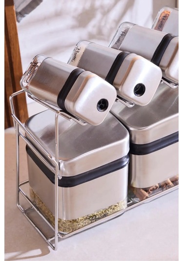 Cubıc 7'li Standlı Baharat Takımı Seffaf ŞEffaf