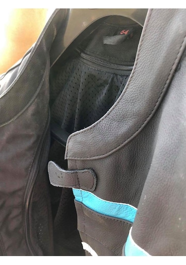 Andes Turkuaz Deri Tek Parça Motosikletçi Tulumu