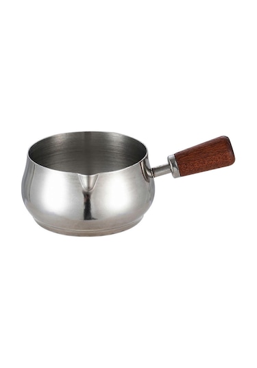 Morponi Paslanmaz Çelik Espressos Bardakları Ahşap Saplı Sos Bardakları Soslar Ve İçecekler 6 Oz/180 Ml 1 Adet Gümüş