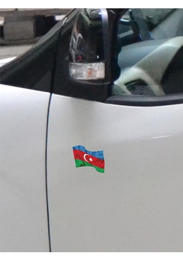 Azerbaycan Dalgalı Bayrak Etiket 7 X 6 Cm