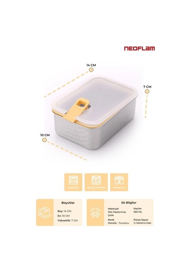 Perfect Seal Paslanmaz Çelik Saklama Kabı 550 Ml. Çok Renkli