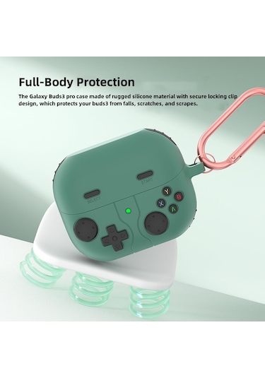 Samsung Galaxy Buds 3 / Galaxy Buds 3 Pro Uyumlu Silikon Kılıf Anahtarlıklı Kılıf Yeşil