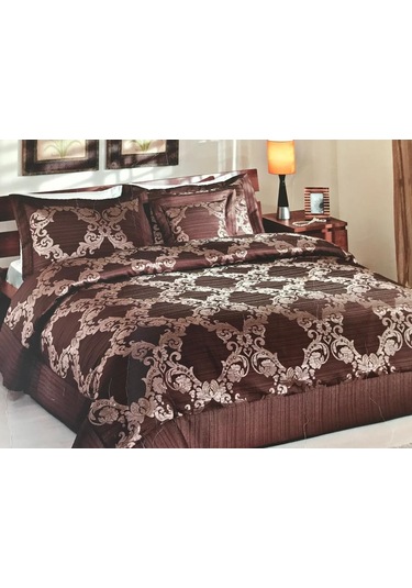 Taç Çift Kişilik Yatak Örtüsü Armano Kahve