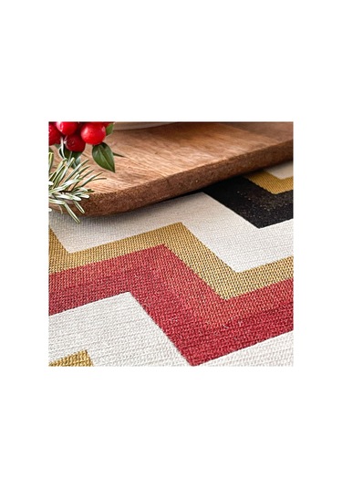 Alesta Home 6'lı Zigzag Desenli Kumaş Amerikan Servis 50 x 35 CM Kırmızı