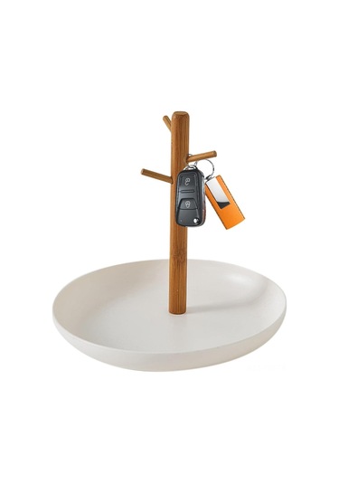 Hangfox Bambu Anahtar Ve Aksesuar Saklama Tabağı - Giriş Duvarı/masa Ürünü, Organize Edici Fonksiyon, Sert Malzeme, Kare/daire Seçenekleri