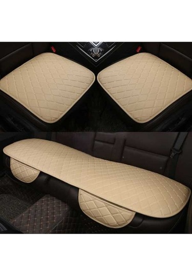 Novahub Araba Koltuğu Minderi Evrensel Koltuk Örtüsü Kaymaz Mat Oto Aksesuarları Bej Diğer