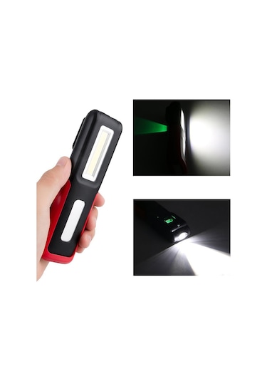 Mıknatıslı Taşınabilir Usb Şarjlı Led Cob Fener Siyah