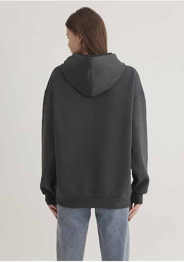 Mavi - Mavi Logo Baskılı Kapüşonlu Gri Sweatshirt 1600361-80106 Gri