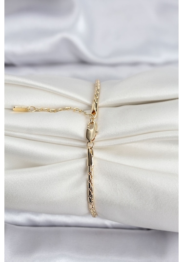 14k Gold Renk Kaplama Zincirli Model Cm Kadın Bileklik - Tj-bb8139 Gümüş