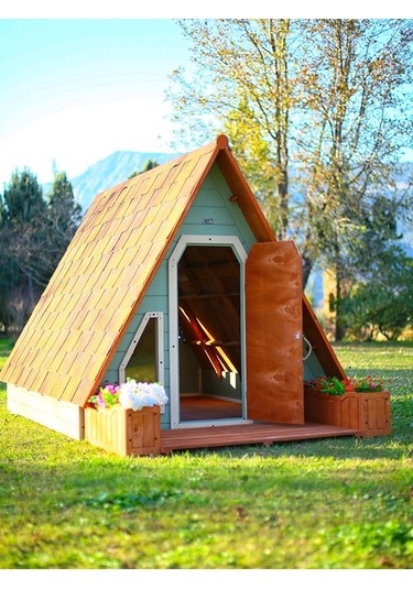 Mandu Ahşap Üçgen Çocuk Oyun Evi Aframe Playhouse