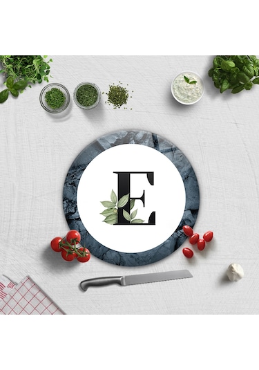 Decorita Cam Kesme Tahtası - Cam Kesme Tablası - Harfli Tasarım E Çap 32 CM