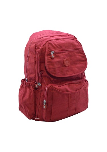 Klinkır Bayan Sırt Çantası Çok Cepli Yağmura Dayanıklı Hafif Kumaş Yeşil Renk Okul Çantası Bordo