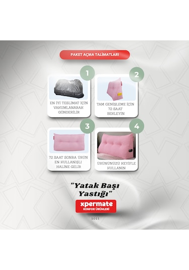 Yatak Başı Yastığı Sırt Ve Bel Destek Yastığı 140 Cm Pembe