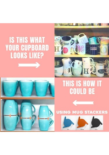 Ranyeek Siyah Abs Uzatılabilir Bardak Düzenleyici, 6 Adet, Dolapta Alan Tasarrufu Sağlar, Farklı Boyutlarda Bardakları Konforlu Saklar Siyah