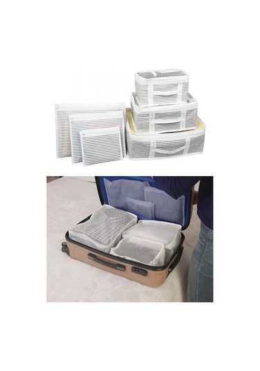 6'lı Valiz Düzenleyici Set - Çizgili Gri