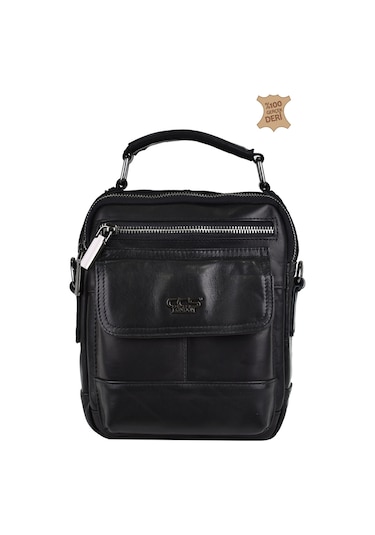 Elatae Ççs Çok Gözlü Hakiki Deri Erkek Çantası Siyah 31441