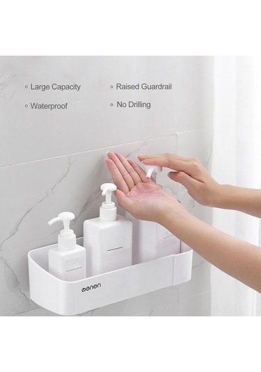 Teltree Yapışkanlı, Deliksiz Beyit Duvar Askısı - Geniş Depolama Alanı İle Banyo, Mutfak İçin Pratik Çözüm Beyaz