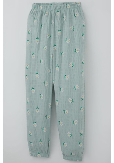 Breeze Kız Çocuk Pijama Takımı Papatya Desenli 4-8 Yaş, Su Yeşili Su Yeşili