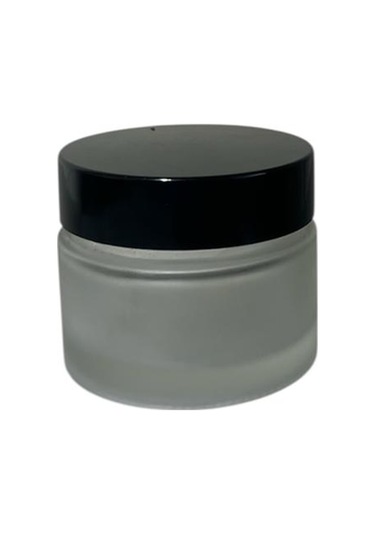 50ml Şeffaf Buzlu Cam Krem Kavanozu Siyah Kapak, 48 Adet, Kozmetik Kavanoz,krem Kavanozu, Cam Kavanoz Şeffaf