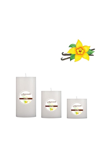 Small Vanilya Kokulu Set Mum Çap 7 Cm Beyaz