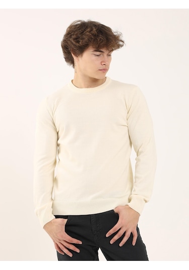 Dufy Kemik Erkek Slim Fit O Yaka Triko - 97504 Kemik