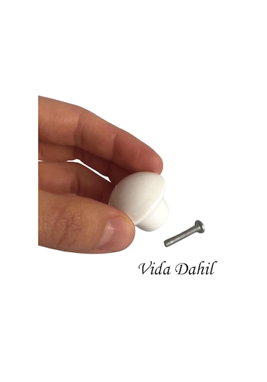 8 Adet Beyaz Mantar Düğme Kulp Mobilya Çekmece Dolap Kapak Kulbu Metal Kulp Aksesuarları Vidalı