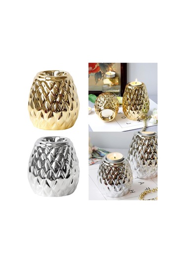 Suntek Seramik Mumluk Ananas Şekilli Mumluk Süs Altın S