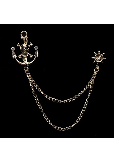 Yeni Retro Erkek Kostümü Pantolon Zincir Yafak Iğne Ejderha Geyik Taç Kafatası El Broşu 15 15 Çok Renkli