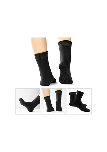 Xindoker Erkek Kadın Dik Kalın Neopren Su Çorabı - Isı Tutucu, Kaymaz Önlü, Su Geçirmez - Suların Altında Sporlar İçin Xl Siyah Siyah