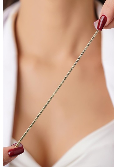 14 Ayar Altın Kalem Desenli Ajda Bileklik - Blk8100 Beyaz Altın