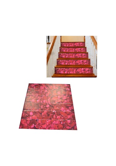 Shineyee 6 Adet 3d Pvc Merdiven Stickerı - Otomatik Yapışkan, Su Geçirmez, Dekoratif Gül Yaprağı Deseni, 100x18 Cm, Kolay Kurulum Diğer