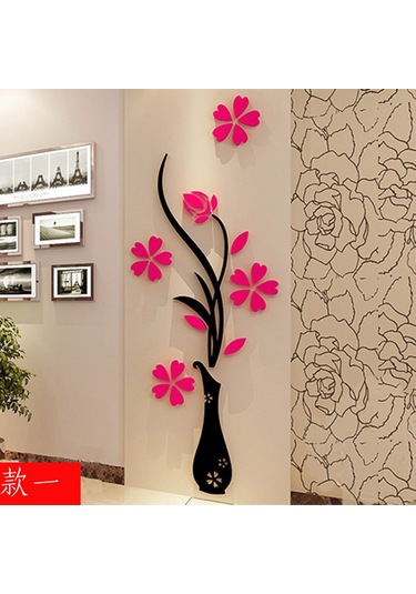 Monyee Kırmızı Çiçek Desenli Akrilik 3d立体 Duvar Sticker, Giriş/tv Arka Planı Dekorasyonu, 60x150cm Büyük Boy, Ev Dekoru Diğer