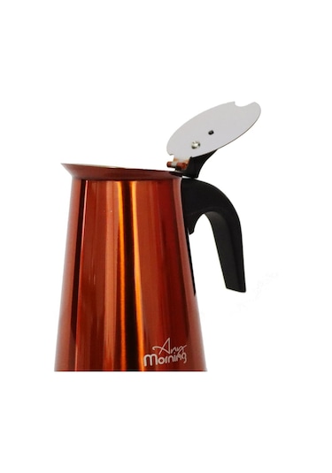 Any Morning Fe001-6 Espresso Kahve Makinesi Paslanmaz Çelik İndüksiyonlu Moka Pot 300 Ml Bakır