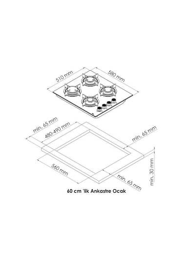 Tecna 8402 60 CM Cam Ankastre Ocak
