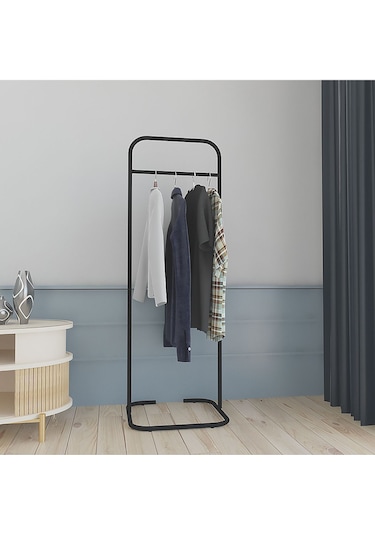 Metallica Concept Butik Dik Tekli Siyah Konfeksiyon Askısı Ayaklı Askılık Elbise Askılığı Siyah