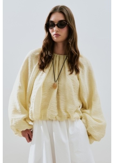 Balon Form Kısa Bluz Soft Sarı Soft Sarı