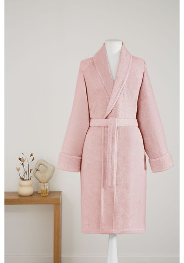Sadem Organik Pine Şal Yaka Bornoz Açık Pembe
