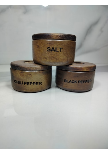 3 Lü Ahşap Baharatlık Ahşap