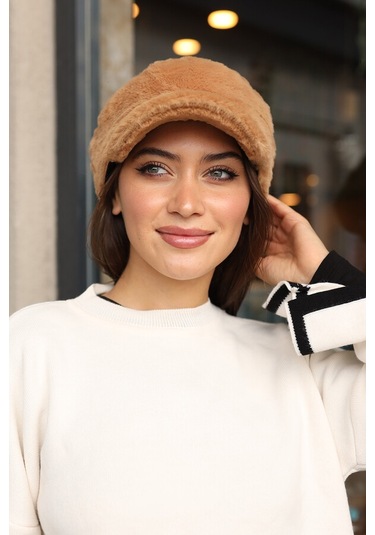 Kadın Peluş Kaptan Denizci Şapka Rkş-05 Camel Camel