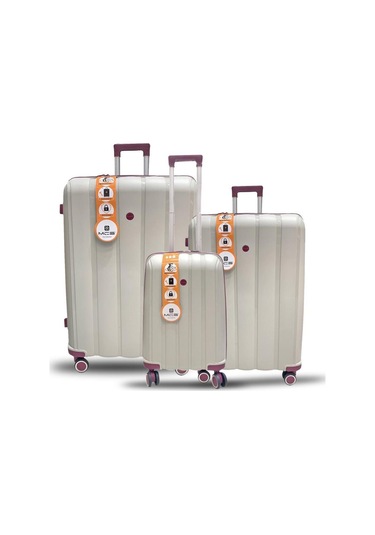 Mçs Üçlü Polipropilen Valiz Seti V305 Kemik-mürdüm Kemik - Mürdüm