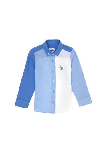 U.s. Polo Assn. Erkek Çocuk Mavi Gömlek Desenli 50306578-vr036 Mavi