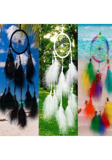 Singree Ev Dekorasyonu Için El Dokuma Renkli Yüzük Ağacı, Uyku Güvenliği Ve Güzellik Sağlar - 55 Cm Uçuluklu Rüya Yakalayıcı Diğer