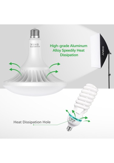 Andoer 150 W Led Ampul Fotoğrafçılık Lamba Ampul 2700k-6500k Beyaz Beyaz