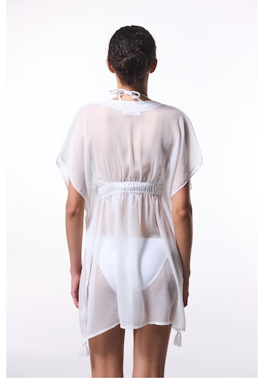 Penti Beyaz Basic Şifon V Yaka Mini Kaftan