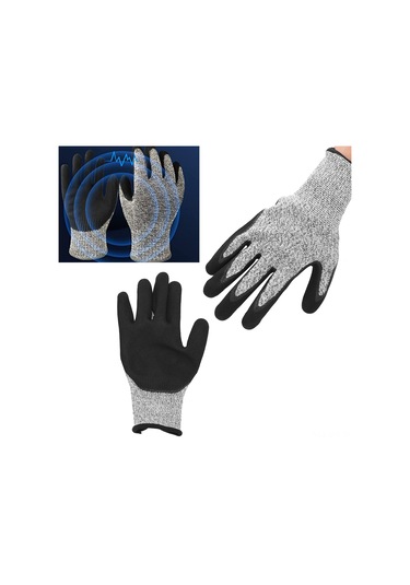 Geeroyoo Hppe+nitril Eldivenler: 5. Seviye Kesiciye Dayanıklı, Kırıcı Ve Sürtünmeye Dayanıklı, Mutfak, Bahçecilik Ve Ahşap İşleri İçin Korumalı İş Eldiveni Siyah-gri Diğer