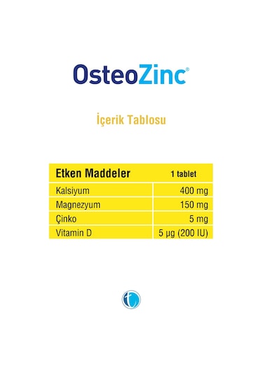 Osteozinc Kalsiyum Magnezyum Çinko D Vitamini 30 Tablet